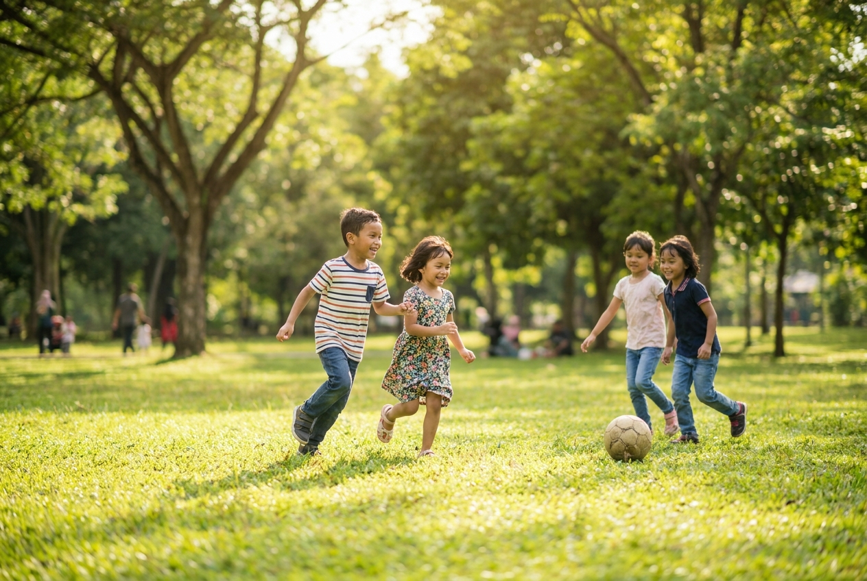 Children playing outdoors in daylight